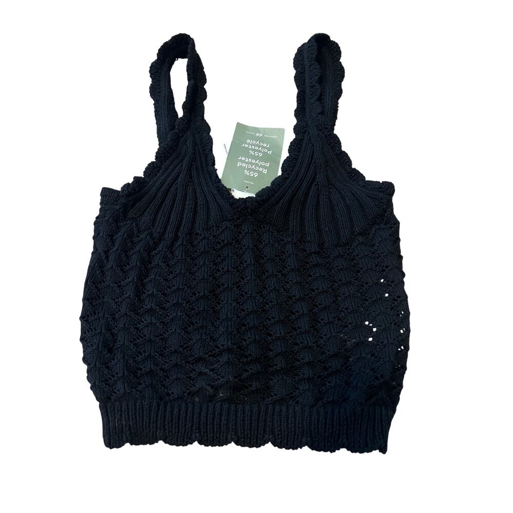 NWT H&M Black Crochet Tank Festival Summer Extra Small XS Polyester